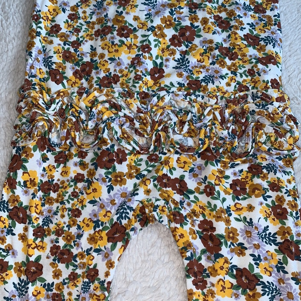 NWT Angel Dear Sweet Calico Floral Zipper Footie 3-6M - Picture 8 of 11